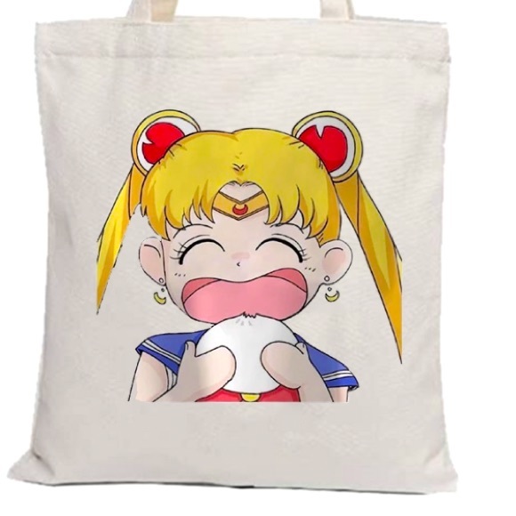 Sailor Moon Eating Bun White Tote Bag - Picture 2 of 2